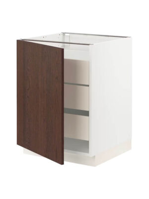 Base cabinet with 1 door/3 drawers, white/Kungsbacka anthracite